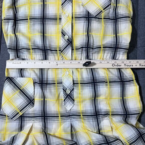Serbin Golfer Dress Women Small* Black White Yellow Plaid Pleated Belted - Picture 5 of 10